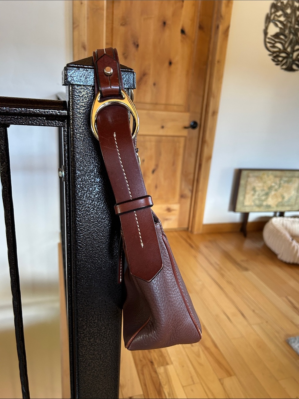 Dooney & Bourke Dark Brown Pebbled Leather Shoulder Bag - Picture 4 of 11